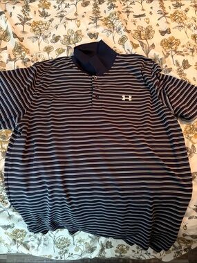 LG Navy and‎ White Striped Polo Shirt
